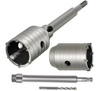 Jooehyer 1 de Scie Cloche à Béton de 2 1/2 Pouces avec Tige SDS plus de 220 Mm, Foret de Scie Cloche Murale de 65 mm pour Mur de Pierre de Brique de Ciment