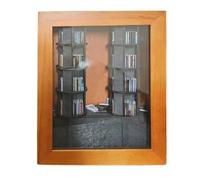 Jooehyer Bibliothèque Miniature en Bois pour Coin de Lecture, Bibliothèque, Étagère à Livres, Décoration, Coin de Lecture Miniature avec Étagère Tournante pour Cadeaux