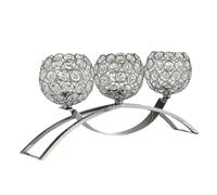 Jooehyer Bougeoir Pont en Arc à Trois Têtes Modèle de Cristal Européen Maison Artisanat Décoration de Table Bougeoir Argent