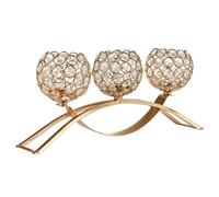 Jooehyer Bougeoir Pont en Arc à Trois Têtes Modèle de Cristal Européen Maison Artisanat Décoration de Table Bougeoir Or