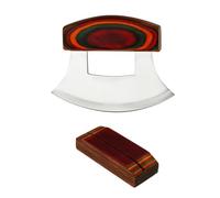 Jooehyer Coupe-Pizza WoodGrip Rocker Slicer Poignée Ergonomique Antidérapante Lames Classiques en Bois de Noyer et en Acier Inoxydable B
