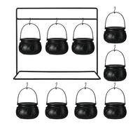 Jooehyer de Service à Bonbons en Forme de Chaudron de Sorcière Noire sur Support, Ensemble de Seaux à Bonbons en Plastique pour Décoration de Cuisine de Fête à Domicile