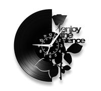Jooehyer Horloge Murale à Quartz Silencieuse - Motif Disque Vinyle avec Paroles Inspirantes et Illustration de Rose, Parfaite pour Les Studios de Musique