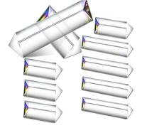 Jooehyer Lot de 10 Prismes Triangulaires Transparents en Verre Optique, Physique pour L'Enseignement des Sciences, 2,4 Pouces, 6 Pouces