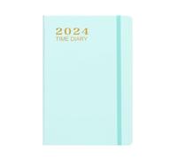 Jooehyer Planificateur de Poche 2024 Calendrier 2024, Planificateur Hebdomadaire et Mensuel avec Poche, Fermeture Élastique, Pages de Notes, Onglets Mensuels Env. 21,3 X 14,8 cm Bleu