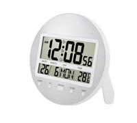 Jooehyer Réveil 12/24 Heures à Piles, Réglage Automatique, Mural/Bureau, Calendrier, Horloge Numérique pour Chambre à Coucher, Chevet, Blanc