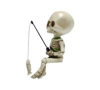 Jooehyer Statue de Pêche de Crâne en Résine, Doigts de Squelette, Décoration Artisanale de Crâne, Décoration de Pot de Fleur D'Aquarium, Ornement d'halloween