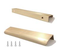 JOOJA 10 Pack Modern Style Finger Edge Pull Furniture DrawerHandles Hidden Cabinet Kitchen Drawer Handles Knobs Gold 120mm