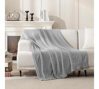 JOOJA Couverture en Tricot Super Douce et Chaude pour canapé, Couverture légère et Moelleuse pour lit et Sofa, 127 x 152 cm, Gris