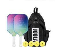 JOOLA Perseus Aurora Lot de 2 Raquettes de Pickleball Comprenant 2 Raquettes de Pickleball, 4 balles et Un Sac à bandoulière, Surface en Carbone pressée à Froid, légères, adaptées aux débutants