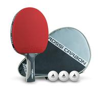 JOOLA Raquette de ping-Pong Professionnelle Rosskopf Carbon, homologuée ITTF, pour Joueurs avancés, Contenant Aussi Une Housse et 3 balles, Coloré