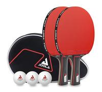 JOOLA Duo Pro 2 Raquettes 3 balles Housse de ping-Pong Set de Tennis de Table, Rouge/Noir, 6 pièces
