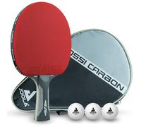 JOOLA Raquette de ping-Pong Professionnelle Rosskopf Carbon, homologuée ITTF, pour Joueurs avancés, Contenant Aussi Une Housse et 3 balles, Coloré