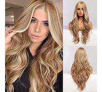 JOOLER Perruque synthétique blonde pour femme - Longue ondulée - Cheveux moyens - Résistante à la chaleur - Pour cosplay, fête, quotidien