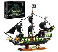 Joollurm Coffret de Blocs de Construction Bateau Pirate Lumineux | maquette veilleuse décorative pour adultes, cadeau créatif pour adolescents à partir de 14 ans (1576 pièces)