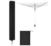 Joollurm Séchoir rotatif Couvercle de protection Séchoir extérieur Séchoir à linge Parapluie noir avec fermeture éclair 420D Oxford Imperméable Tissu résistant aux intempéries (18×18×180cm)