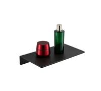 JOOM Étagère Murale Flottante Aluminium 20cm Noir,Rebord Anti-Chute | Étagère flottante compacte en aluminium noir 20 cm avec rebord anti-chute-idéale salle de bain,cuisine et chambre,avec forage