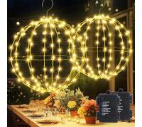 Joomer Boules de Noël à Piles Lot de 2 Blanc Chaud 33CM 144LED+ 28CM 120LED