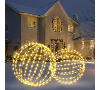 Joomer Grand Boules de Noël Lumineuses Adaptateur Blanc Chaud Lot de 2