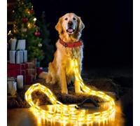 Joomer Guirlande lumineuse à batterie, 1,5 m, 96 LED pour laisse de chien, extracteur noir, 8 modes et fonction minuterie, blanc chaud