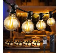 Joomer Guirlande Lumineuse Exterieure, 20M Guirlande Guinguette Exterieur 27+1 G40 Ampoules, 3 Modes Étanche Lampe Solaire Exterieur Dimmable avec Télécommande pour Jardin Terrasse Mariage