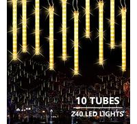 Joomer Guirlande Lumineuse Noël Exterieure 30cm 10 Tube 240 LED Météores Pluie Lumières Étanche Guirlande Noël Décoration pour Intérieur, Sapins,Balcon,Fête,Mariage(Blanc Chaud)