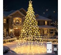 Joomer Lumières de Noël Extérieures Avec Étoile 3,87M 568 LED Blanc Chaud | 16 Guirlandes Lumières de Noë 8 Modes Décorations Étanches Minuterie Dimmable avec Télécommande Pour Jardin Pelouse