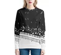 JooMeryer Pull à col rond pour femme Motif nuit étoilée 3D, Piano, Medium