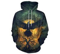 JooMeryer Sweat à capuche à manches longues pour homme Motif totem viking, Arbre corbeau, 5X-Large