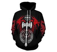 JooMeryer Sweat à capuche à manches longues pour homme Motif totem viking, Marteau de Thor Viking Dragon, 6X-Large