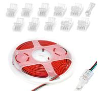 joonnair 10 Pièces 10mm Connecteur Ruban LED, 5M 22 AWG Câble d'extension de Bande LED à 3 Broches, Connecteur pour SMD 3528 2835 5050 5630, éclairage LED 12 V, 24 V, Livré Avec Outil d'ouverture
