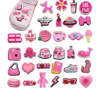 joonnair 37 Pièces Pins pour Crocs Charmes de Chaussure, Jibbitz PVC, Breloque pour Sabots Sandales Décorations de Chaussures Cadeaux d'anniversaire DIY pour Filles,Garçons,Adultes,Infirmière(Rose)