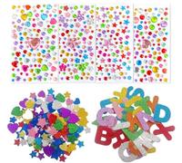 joonnair 476 Pierres Strass Autoadesivi, 178 Autocollants en Mousse, Adesivi Glitter, Adesivi Strass, Lettres, Cœurs, Etoiles, Stras s Visage Pour Loisirs Créatifs, Bricolage