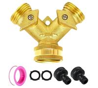 joonnair Répartiteur d'Eau 2 Voies Robinet Double Machine à Laver avec Vannes Indépendantes 3/4" - Adaptateur Tuyau d'Arrosage raccord d'eau 3/4 pour Jardin, Extérieur, 2 Rondelles et Ruban PTFE