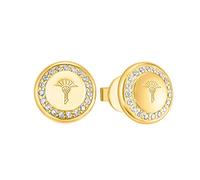 JOOP! clou d'oreille en argent sterling 925 pour femme, avec zirconium synth., 1 cm, or, Livré en boîte cadeau de bijoux