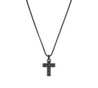 JOOP! Collier avec pendentif en acier inoxydable Collier pour homme, 55+5 cm, gris, croix, livré dans une boîte cadeau à bijoux, 2038992