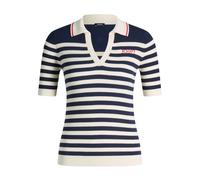 Joop!, Femme, Pulls, Bleu, Taille: 42 FR Polo côtelé à rayures