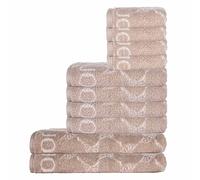 Joop! Lot de 10 Serviettes - Cornflower, 2 Serviettes de Bain, 4 Serviettes de Toilette, 4 Serviettes d'invité Beige