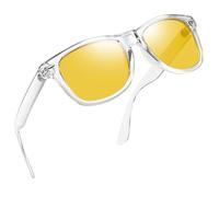Joopin Lunettes Conduite de Nuit Vision Nocturne Lunette Anti Éblouissement Verre Jaune pour Homme et Femme Protection UV400 avec Monture Transparent