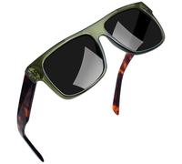 Joopin Lunettes de Soleil Flat Top Carrées en Acétate Lunettes de Soleil Rectangulaires TR90 pour Hommes Vert UV400