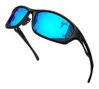 Joopin Lunettes de Soleil Sportives Polarisées UV400 Course Vélo Pêche Unisexe Confort Durable TR90 Protection UV400(Lentille Bleue Miroitante)
