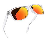 Joopin Rétro Lunettes de Soleil Femme Miroir Polarisées Carrées pour Homme et Lunette de Soleil Orange Rouge Transparent Pour Voyage