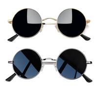 Joopin Rétro Lunettes Soleil Rondes Polarisées Unisex Doré Noir/Gris Noir