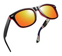 Joopin Rouge Orange Lunette de Soleil Effet Miroir Femme Polarisée Carrée et Lunette de Soleil Homme Vintage Pour Voyage