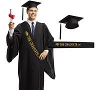 JOOPOM Chapeau Diplome Toque d’étudiant Noir Coiffe de Diplômé Bonnet Bachelor pour Remise de Diplômee Docteur AVEC Echarpe de Graduation pour Déguisement Accessoire Universitaire