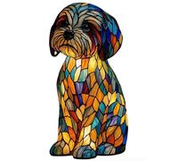 Jooseen Rainbow Pup Lamp 3D Retro Stained Resin Small Dog Lamp USB Powered LED Night Light for Bedroom Desk Decorative Gift for Dog Lovers (#04)