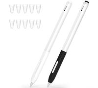 JOOSKO Compatible avec Apple Pencil 2ème génération, lot de 2 trousses en silicone, prend en charge le chargement magnétique et la fonction double clic, [avec 10 embouts en silicone] (blanc + noir)