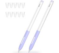 JOOSKO Compatible avec Apple Pencil 2ème génération, lot de 2 trousses en silicone, prend en charge le chargement magnétique et la fonction double clic, [avec 10 embouts en silicone] (violet + violet)