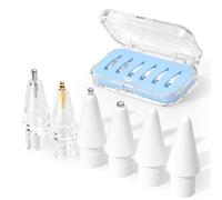 JOOSKO Embouts de rechange améliorés pour Apple Pencil Pro/USB-C/2{^>e<^} génération/1ère génération (avec étui de rangement, embouts métalliques mélangés résistants à l'usure pour iPad (lot de 6