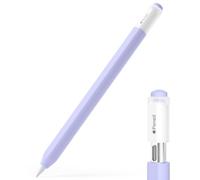 JOOSKO Étui à crayons pour Apple Pencil (USB-C), étui de protection en silicone, support magnétique et double robinet (lavande)